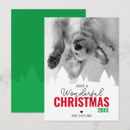 Prachtige kerst rood groen foto feestdagenkaart