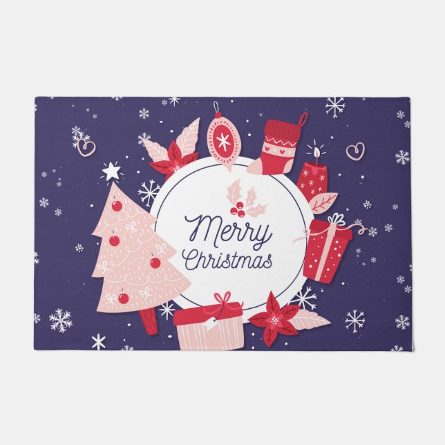 Prachtige kerst sneeuwvlokken deurmat (Voorkant)