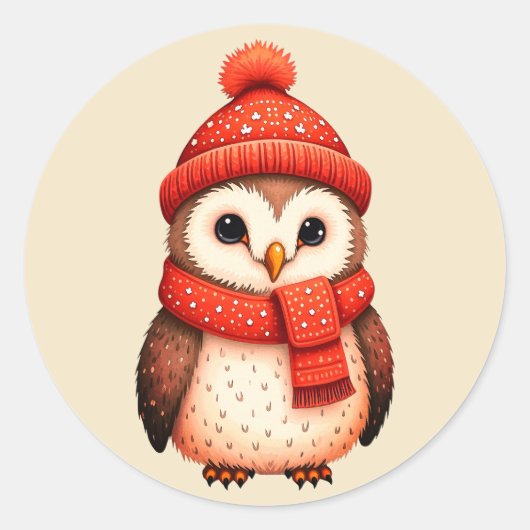 Prachtige Kerst stickers uil (Voorkant)