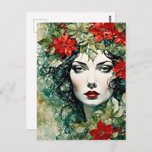 Prachtige kerst vrouw briefkaart (Voorkant / Achterkant)
