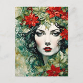 Prachtige kerst vrouw briefkaart (Voorkant)