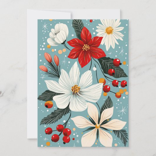 Prachtige kerstbloemen feestdagenkaart (Voorkant)