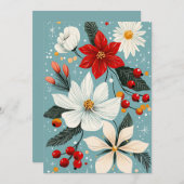 Prachtige kerstbloemen feestdagenkaart (Voorkant / Achterkant)