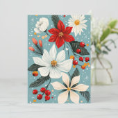 Prachtige kerstbloemen feestdagenkaart (Staand voorkant)