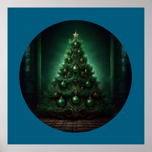 Prachtige kerstboom in barokstijl poster (Voorkant)