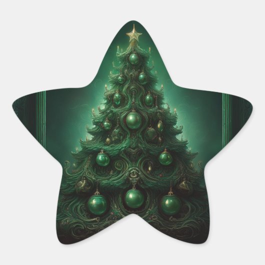 Prachtige kerstboom in barokstijl ster sticker (Voorkant)