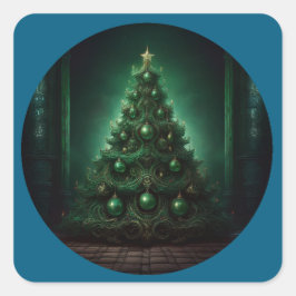 Prachtige kerstboom in barokstijl vierkante sticker