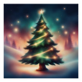 Prachtige kerstboom in het winterbos perfect poster (Voorkant)