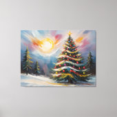 Prachtige kerstboom in Snowy Wonderland Canvas Afdruk (Voorkant)