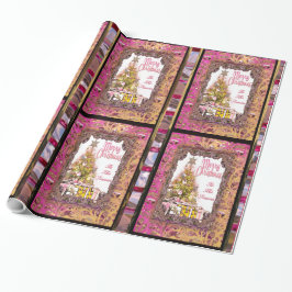 Prachtige kerstfeestdag roze cadeaupapier