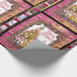 Prachtige kerstfeestdag roze cadeaupapier