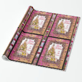 Prachtige kerstfeestdag roze cadeaupapier (Uitgerold)