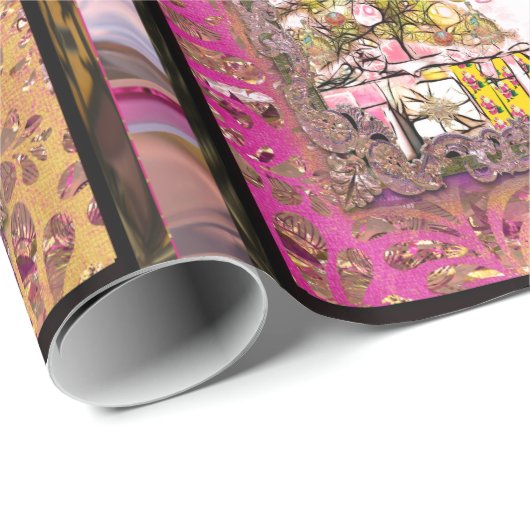 Prachtige kerstfeestdag roze cadeaupapier (Rol Hoek)