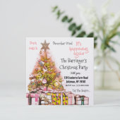 Prachtige kerstfeestdag roze kaart (Staand voorkant)