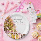 Prachtige kerstfeestdag roze papieren bordje (Feest)