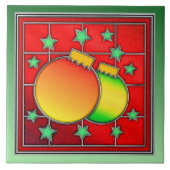 Prachtige kerstGlas in lood Afbeelding Tegeltje (Voorkant)