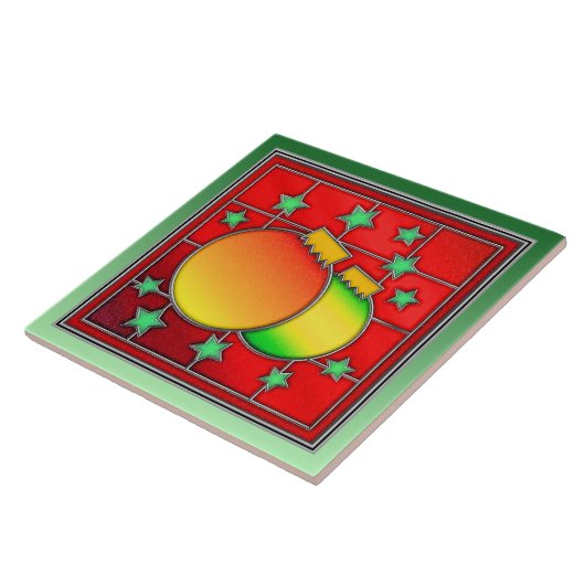 Prachtige kerstGlas in lood Afbeelding Tegeltje (Zijkant)