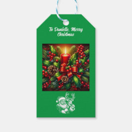 Prachtige kerstkaars en Polar Beer Cadeaulabel