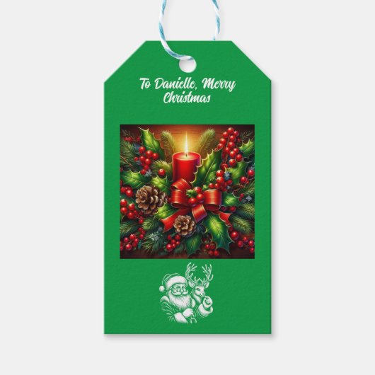 Prachtige kerstkaars en Polar Beer Cadeaulabel (Voorkant)