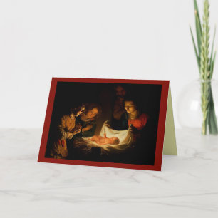 Prachtige kerstkaart 1620 voor de nativiteitsscène feestdagen kaart