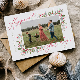 Prachtige kerstkaart met hulst voor gezinsfoto's