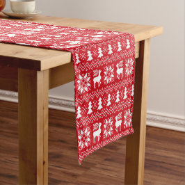 Prachtige kerstkeuker geïnspireerd rood design korte tafelloper