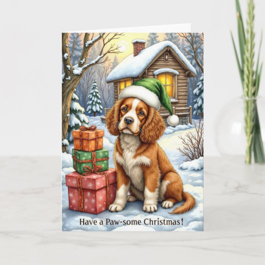 Prachtige Kerstmis – Amerikaanse Water Spaniel Kaart (Voorkant)
