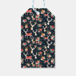 Prachtige kerstrendierbloem cadeaulabel