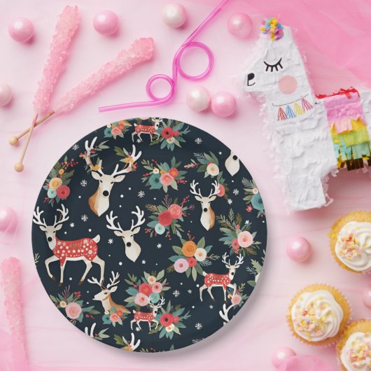 Prachtige kerstrendierbloem papieren bordje (Feest)