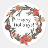 Prachtige kerststickers krans ronde sticker (Voorkant)