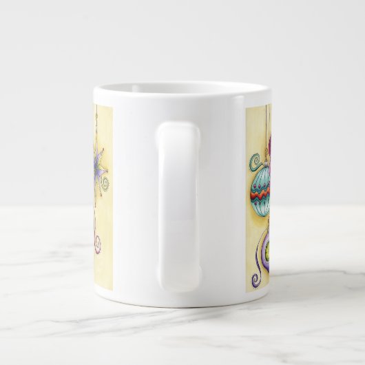 Prachtige kerstversieringen van glas grote koffiekop (Achterkant)