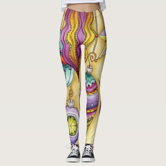 Prachtige kerstversieringen van glas leggings (Voorkant)