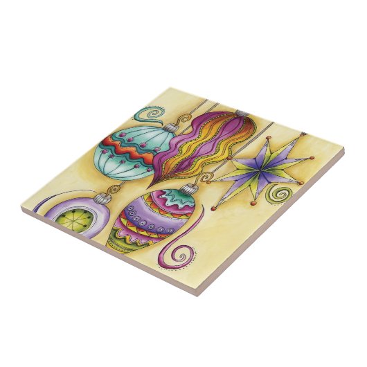 Prachtige kerstversieringen van glas tegeltje (Zijkant)