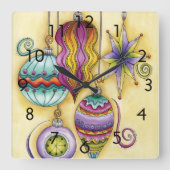 Prachtige kerstversieringen van glas vierkante klok (Voorkant)