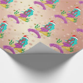 Prachtige kerstzeemeerminnen met sneeuwvlokken cadeaupapier (Hoek)