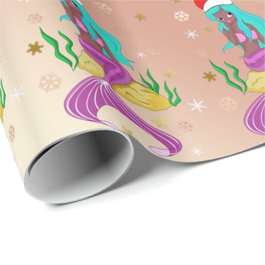 Prachtige kerstzeemeerminnen met sneeuwvlokken cadeaupapier (Rol Hoek)