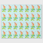 Prachtige kerstzeemeerminnen met sneeuwvlokken cadeaupapier (Vlak)