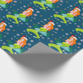 Prachtige kerstzeemeerminnen met sneeuwvlokken cadeaupapier (Hoek)