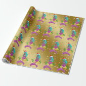 Prachtige kerstzeemeerminnen met sneeuwvlokken cadeaupapier (Uitgerold)