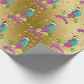 Prachtige kerstzeemeerminnen met sneeuwvlokken cadeaupapier (Hoek)