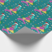 Prachtige kerstzeemeerminnen met sneeuwvlokken cadeaupapier (Hoek)