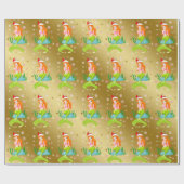 Prachtige kerstzeemeerminnen met sneeuwvlokken cadeaupapier (Vlak)