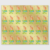 Prachtige kerstzeemeerminnen met sneeuwvlokken cadeaupapier (Vlak)