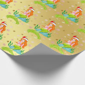 Prachtige kerstzeemeerminnen met sneeuwvlokken cadeaupapier (Hoek)