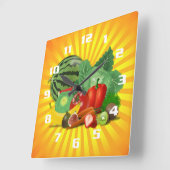 Prachtige keuken over groenten en fruit vierkante klok (Hoek)