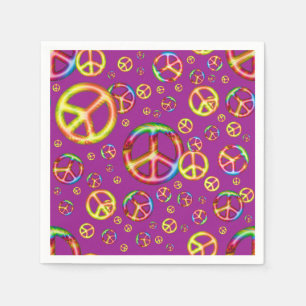 Prachtige Kinder kleuren-PEACE out-Paars papier Na Servetten