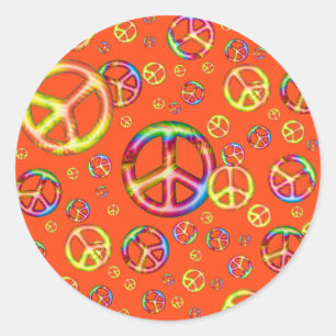 Prachtige Kinder kleuren-Vrede uit-Oranje ronde St Sticker