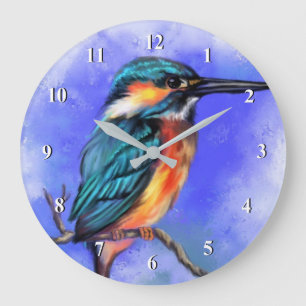 Prachtige Kingfisher Bird Painting Clock Grote Klok