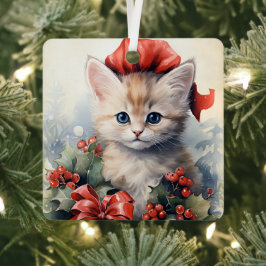 Prachtige Kitten Kerst Metalen Ornament