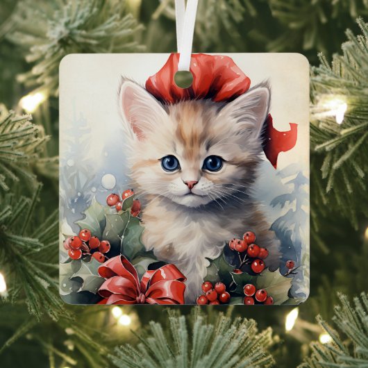Prachtige Kitten Kerst Metalen Ornament (Insitu)